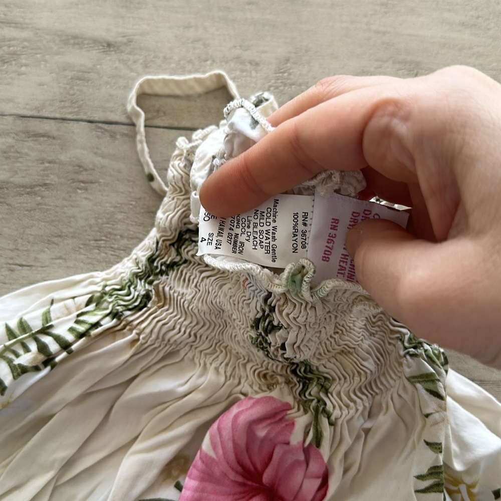 Floral Kids Casual Dress - Pink and White - Picture 5 of 6